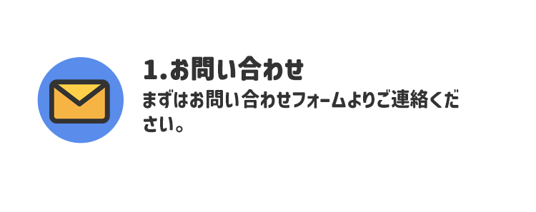 1.お問い合わせ まずはお問い合わせフォームよりご連絡ください。